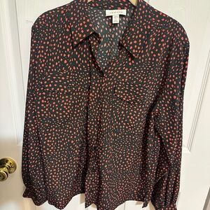 Black and Red Patterned Blouse top shop size 6